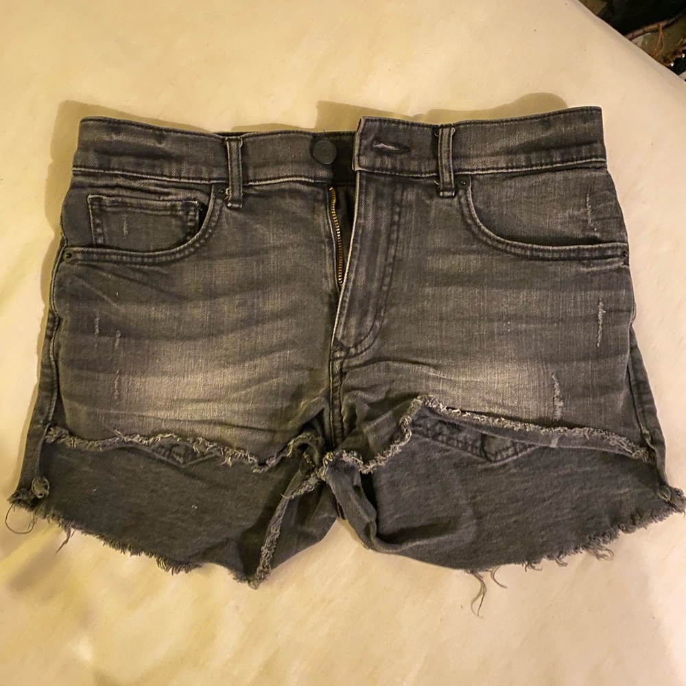 Express faded black denim shorts